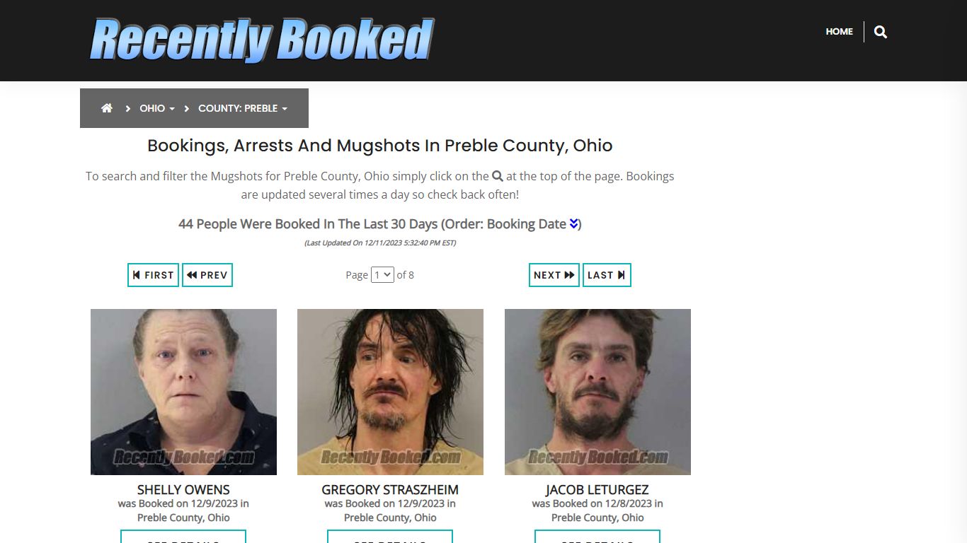 Recent bookings, Arrests, Mugshots in Preble County, Ohio - Recently Booked